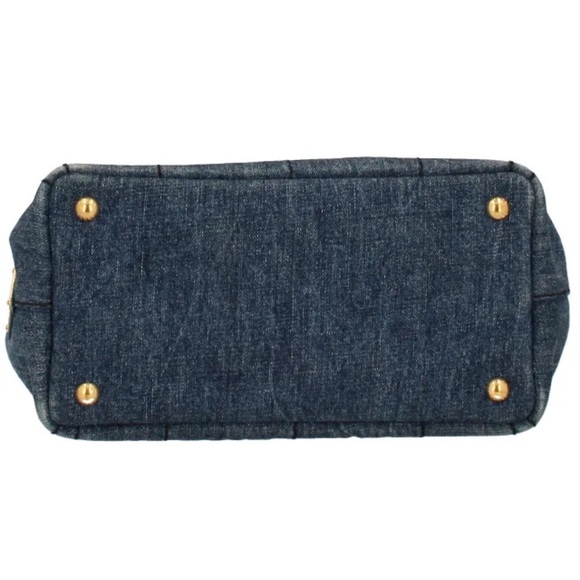 Authentic PRADA Canapa Canvas Denim Finish 2Way Shoulder Hand Bag Canvas - Picture 8 of 9